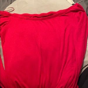 Red off the shoulder shirt